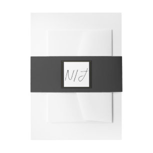 Black Grey Gold Modern Minimal Elegant Wedding Invitation Belly Band