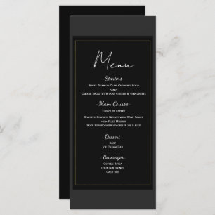 Black Grey Gold Modern Minimal Wedding Menu
