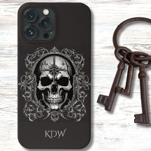 Black & Grey Gothic Skull Monogram  iPhone 13 Pro Max Case
