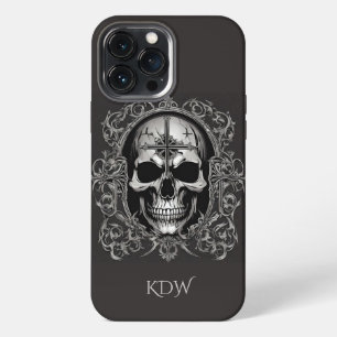 Black & Grey Gothic Skull Monogram  iPhone 13 Pro Max Case