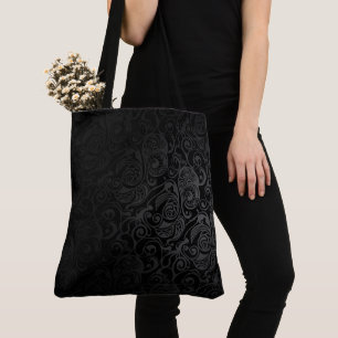 Black & Grey Gothic Vintage Pattern Tote Bag