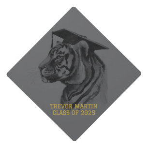 Black Grey Graduation Cap Topper