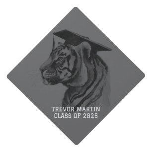 Black Grey Graduation Cap Topper