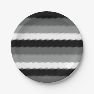 Black Grey Gray Ash white Stripe Paper Plate
