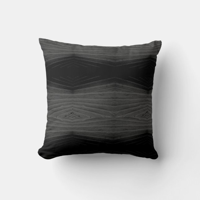 Black, grey, grey  abstract pattern solid back throw pillow (Front)