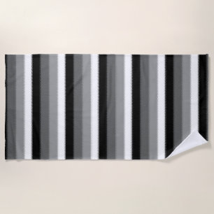 Black Grey Grey Ash white Stripe Beach Towel