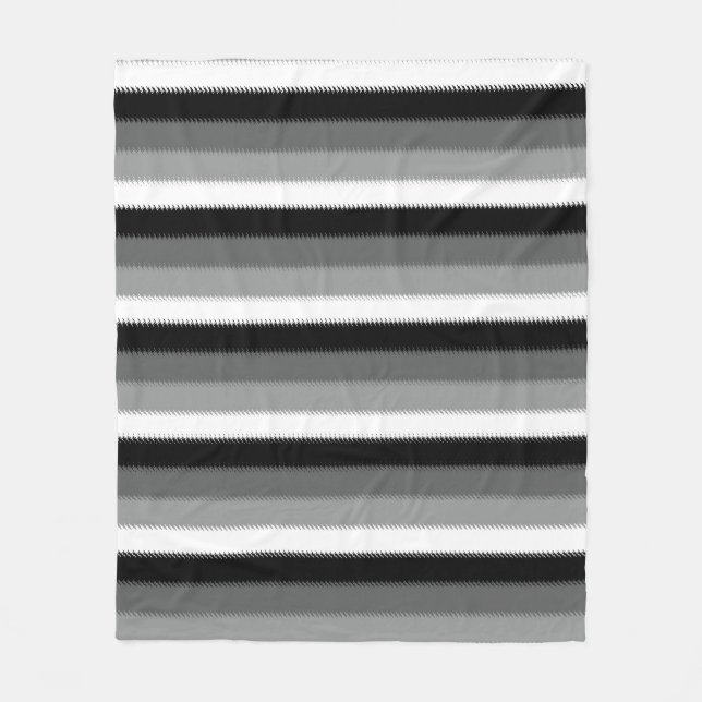 Black Grey Grey Ash white Stripe Fleece Blanket (Front)