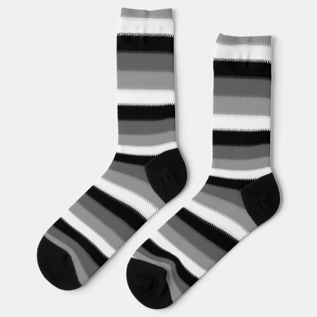 Black Grey Grey Ash white Stripe Socks (Left)