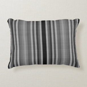 Black Grey Grey Stripes Accent Pillow
