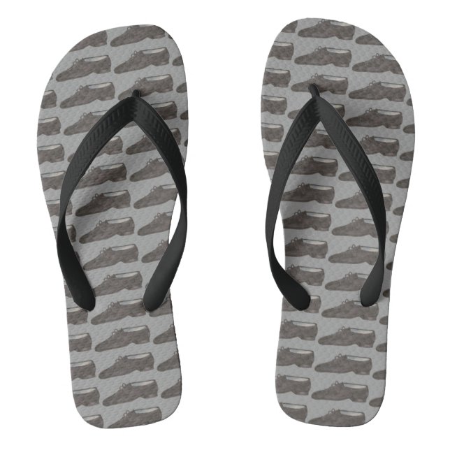 Black Grey Jazz Dance Teacher Shoe Dancer Recital Flip Flops (Footbed)