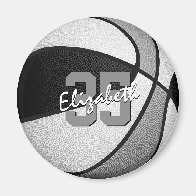 black grey kids sports party favours basketball magnet (Front)