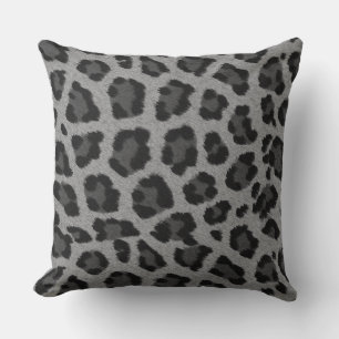 Black & Grey Leopard Print Throw Pillow