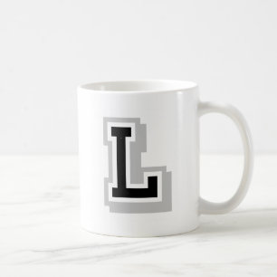 black grey letter L Coffee Mug
