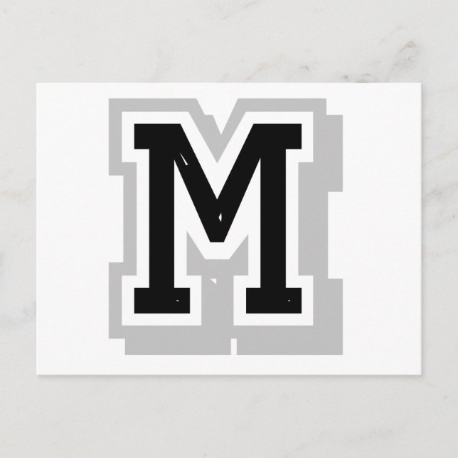 black grey letter M Postcard (Front)