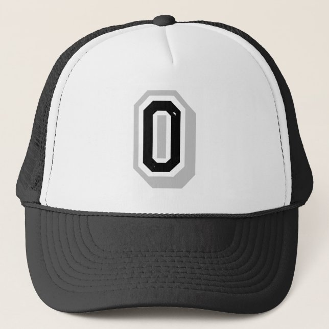 black grey letter O Trucker Hat (Front)