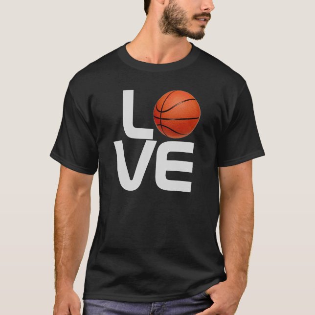 Black Grey Love Basketball Jeu Sport TShirt (Devant)