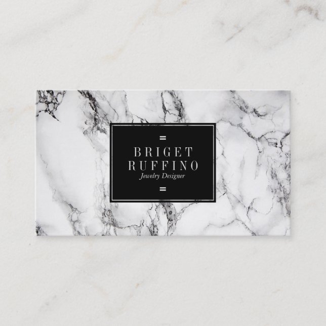 Black & Grey Marble Jewellery Designer Appointment Card (Front)