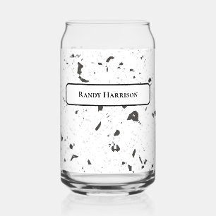Black & Grey Micro Chips Retro Terrazzo Pattern Can Glass