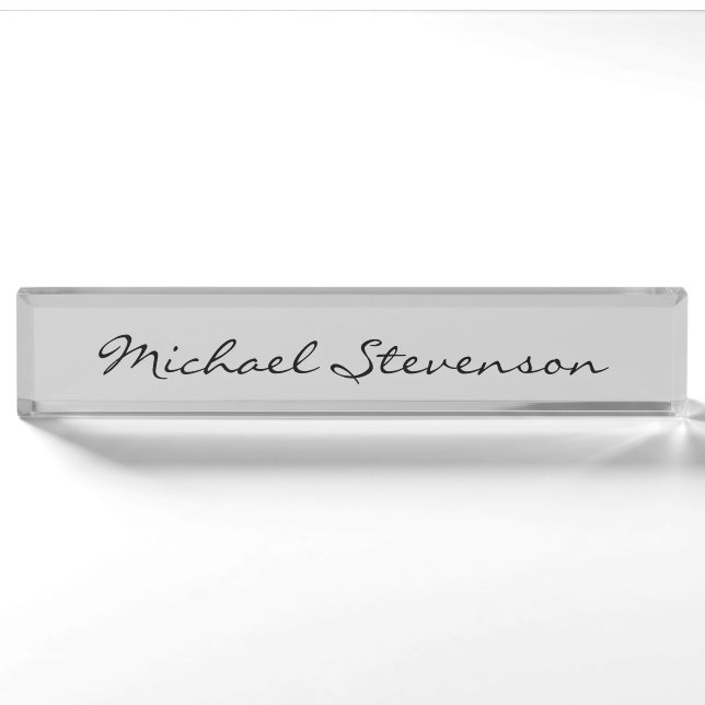 Black Grey Modern Business Desk Name Plate (Front)