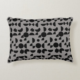 Black Grey Modern Elegant Geometric Tribal Accent Pillow