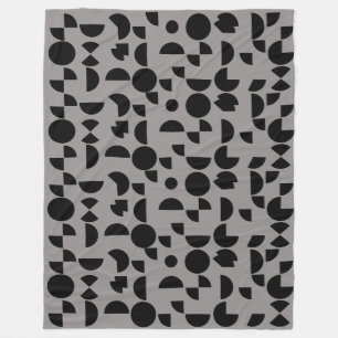 Black Grey Modern Elegant Geometric Tribal Fleece Blanket