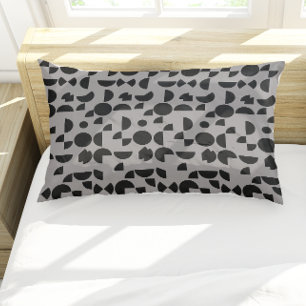 Black Grey Modern Elegant Geometric Tribal Pillowcase