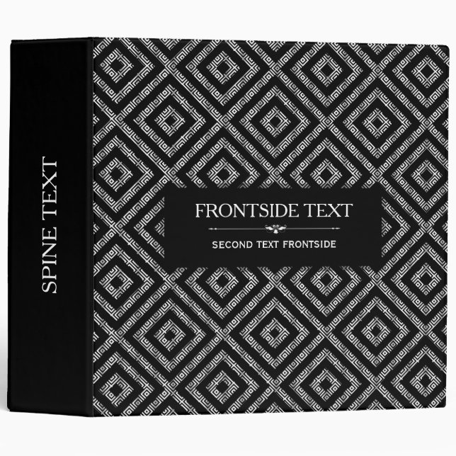 Black & Grey Modern Geometric Pattern Binder (Front/Spine)