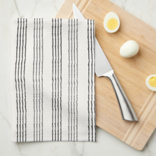 Black Grey Modern Minimalist Stripe Boho  Kitchen Towel