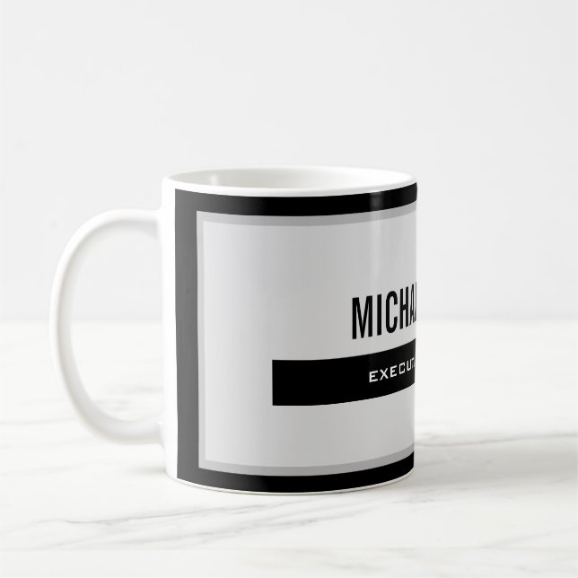 Black Grey Modern Plain Simple Minimalist Coffee Mug (Left)