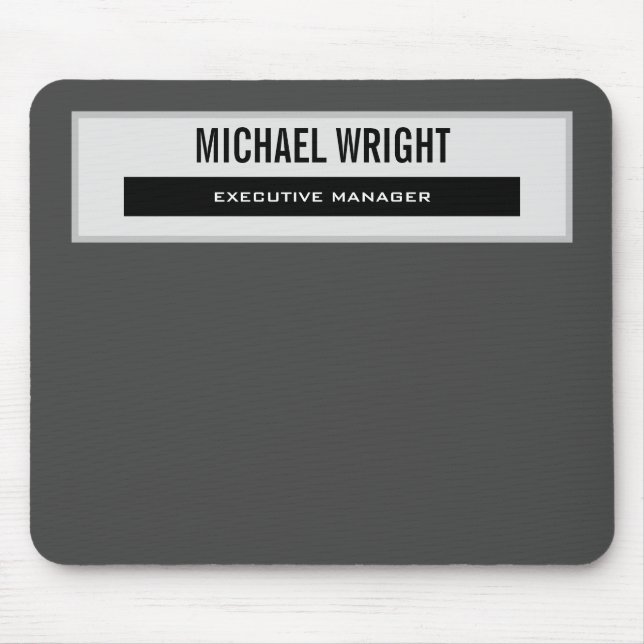 Black Grey Modern Plain Simple Minimalist Mouse Pad (Front)