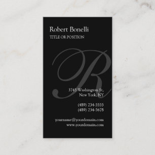 Black Grey Monogram Business Card