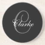 Black Grey Monogram C Wedding Anniversary Coaster<br><div class="desc">Monogram Wedding Anniversary Coasters. Monogram Logo Design by Elke Clarke © 2008,  2009,  2010. Customize with your last name and monogram using the prompts or select "customize it" to have more editing options.</div>