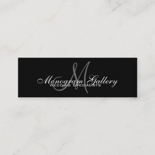 Black Grey Monogram Customizable Business Card (Front)