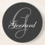 Black Grey Monogram G Wedding Anniversary Coaster<br><div class="desc">Monogram Wedding Anniversary Coasters. Monogram Logo Design by Elke Clarke © 2008,  2009,  2010. Customize with your last name and monogram using the prompts or select "customize it" to have more editing options.</div>