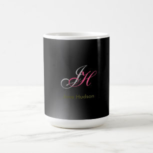 Black Grey Monogram Initials Simple Plain Coffee Mug