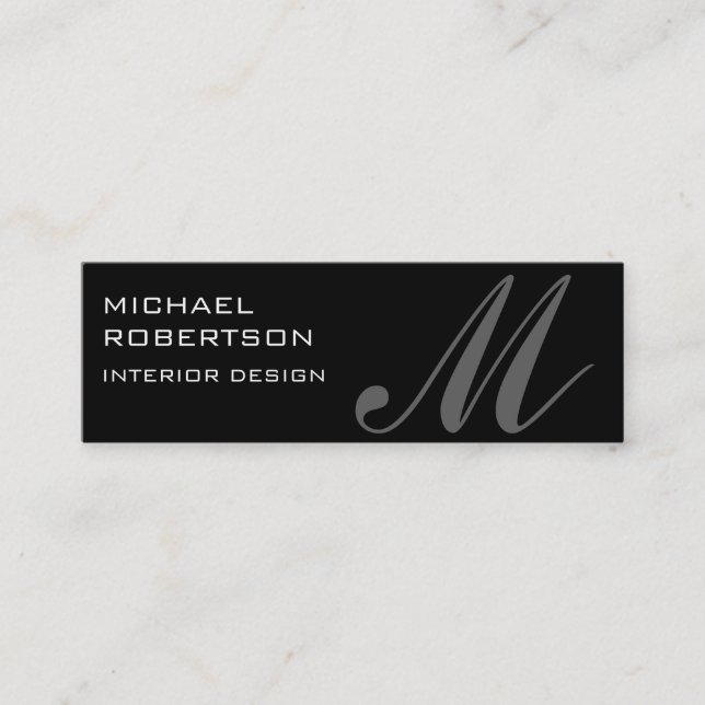 Black Grey Monogram Interior Design Business Card (Front)