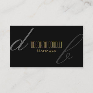 Black Grey Monogram Manager Business Card