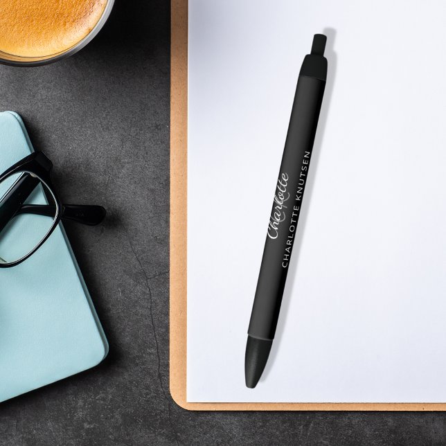 Black grey monogram name script ink pen (Creator Uploaded)