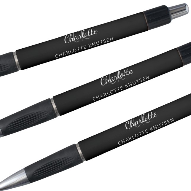Black grey monogram name script pen (Creator Uploaded)