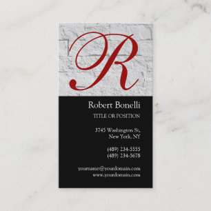 Black Grey Monogram Wall Brick Business Card