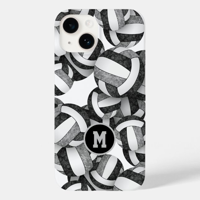 Black grey monogrammed girls volleyball Case-Mate iPhone case (Back)
