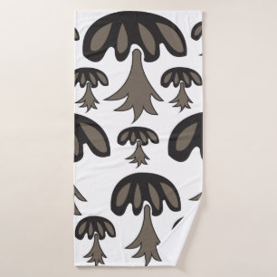 Black Grey Mushroom Pattern Bath Towel