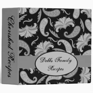 Black Grey Name Personalized Paisley Album Custom Binder