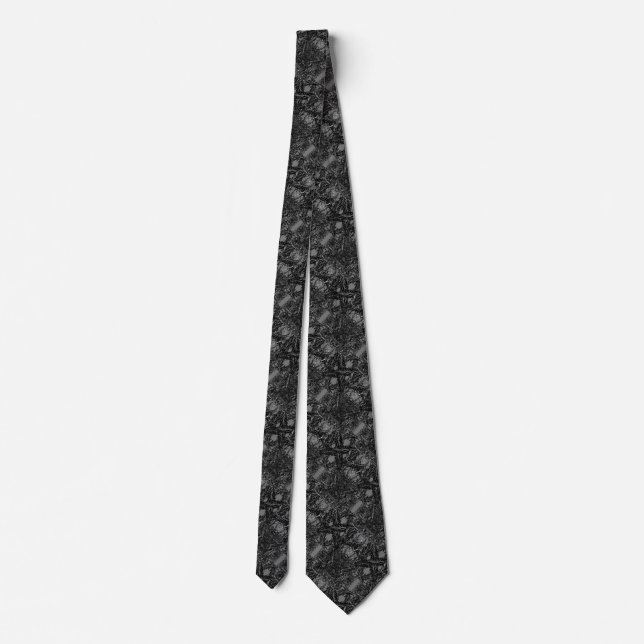 Black Grey Neck Tie Floral Art - Your Colours (Back)