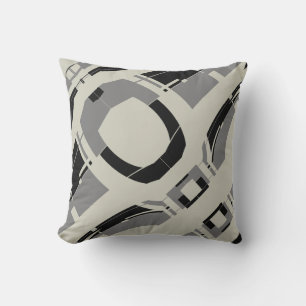 Black Grey on Warm Grey Abstract Spaceship Design Throw Pillow