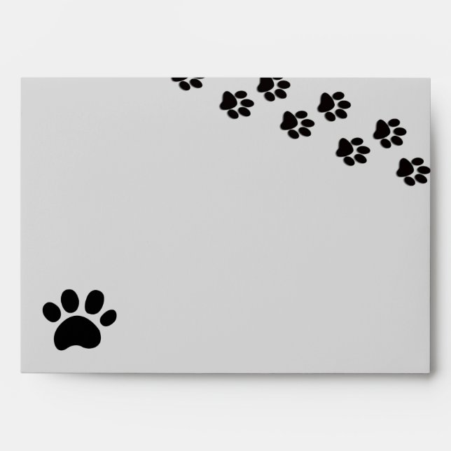 Black/Grey Paw Print - Envelope (Front)