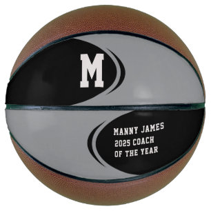 Black Grey Personalized Basketball