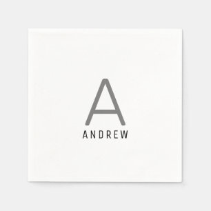Black Grey Personalized Name Monogram Initial Napkin