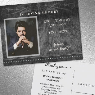 Black Grey Photo In Loving Memory Thank You Postcard