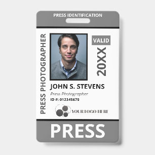 Black Grey Photo & Logo Press ID  Badge